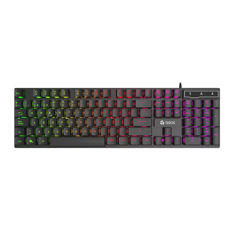Teclado alámbrico gamer TEROS TE-4072G, USB, RGB